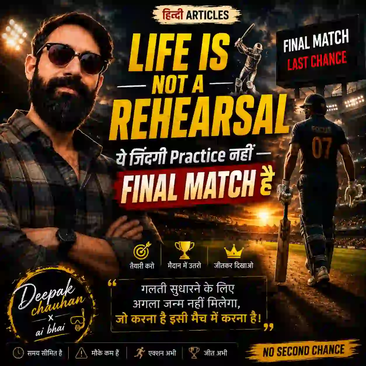 Life Is Not A Rehearsal — ये जिंदगी Practice नहीं, Final Match है